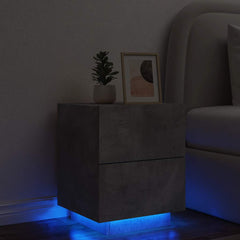 vidaXL Bedside Cabinet with LED Lights Concrete Grey Engineered Wood 1