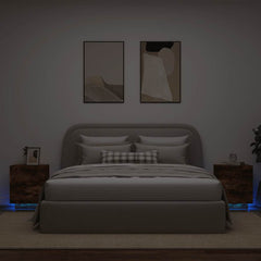 vidaXL Bedside Cabinets with LED Lights 2 pcs Smoked Oak Engineered Wood 1