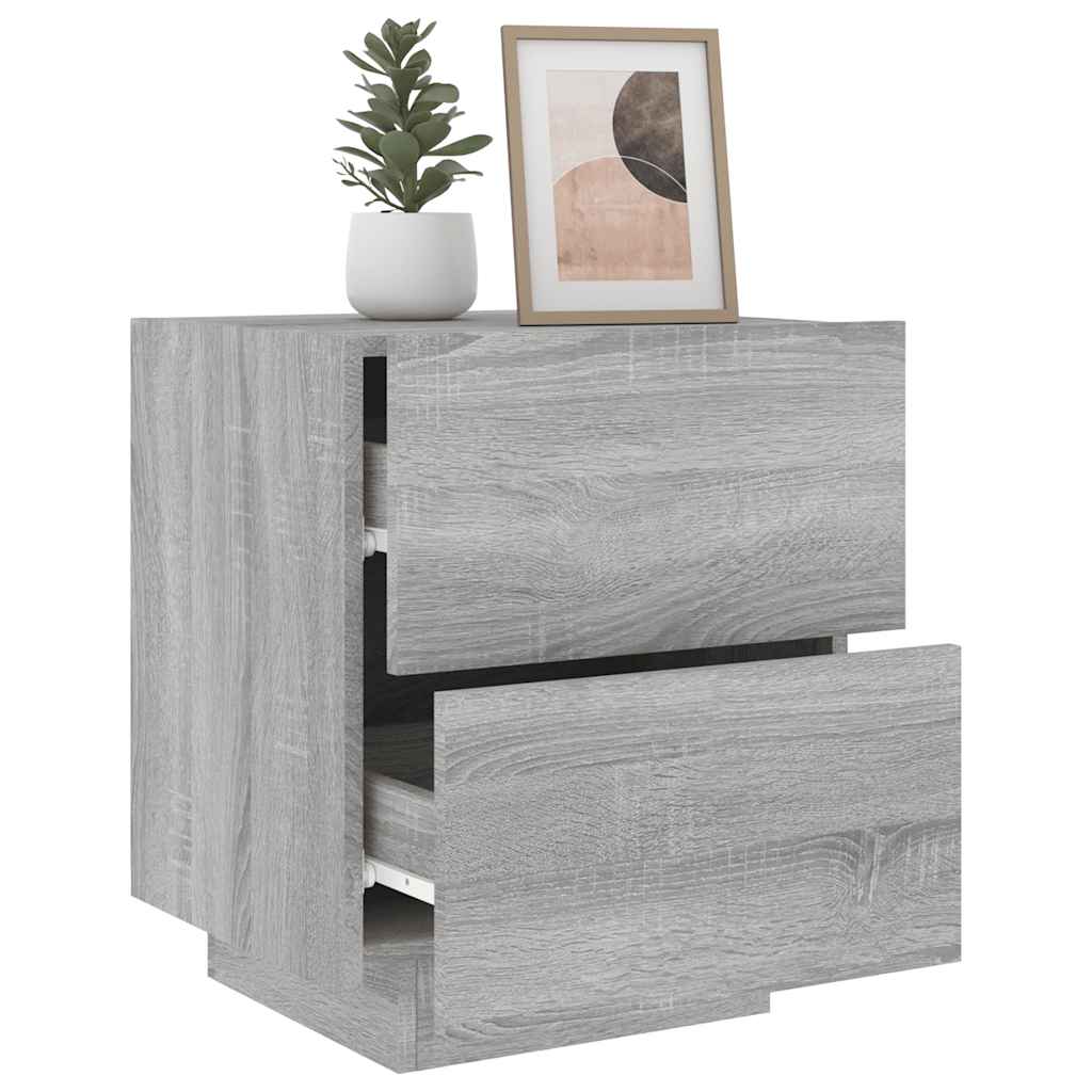 vidaXL Bedside Cabinets with LED Lights 2 pcs Grey Sonoma Engineered Wood 4