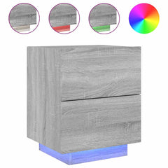 vidaXL Bedside Cabinets with LED Lights 2 pcs Grey Sonoma Engineered Wood 5