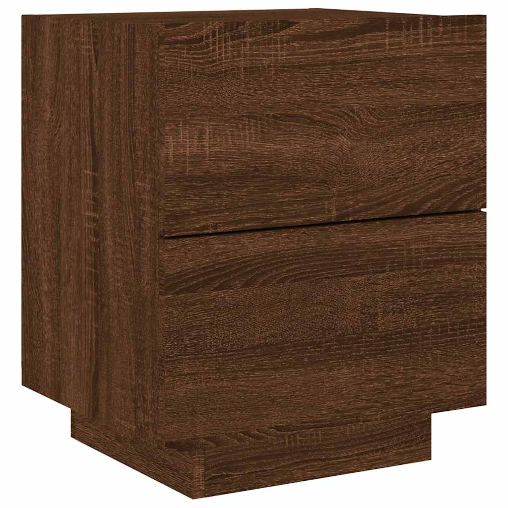vidaXL Bedside Cabinet with LED Lights Brown Oak Engineered Wood 3