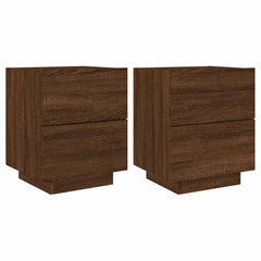 vidaXL Bedside Cabinets with LED Lights 2 pcs Brown Oak Engineered Wood 2