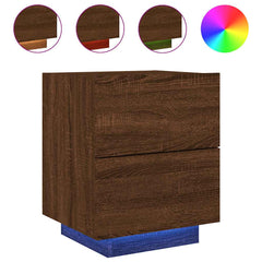 vidaXL Bedside Cabinets with LED Lights 2 pcs Brown Oak Engineered Wood 5