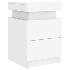 vidaXL Bedside Cabinets with LED Lights 2 pcs White 35x39x55 cm 5