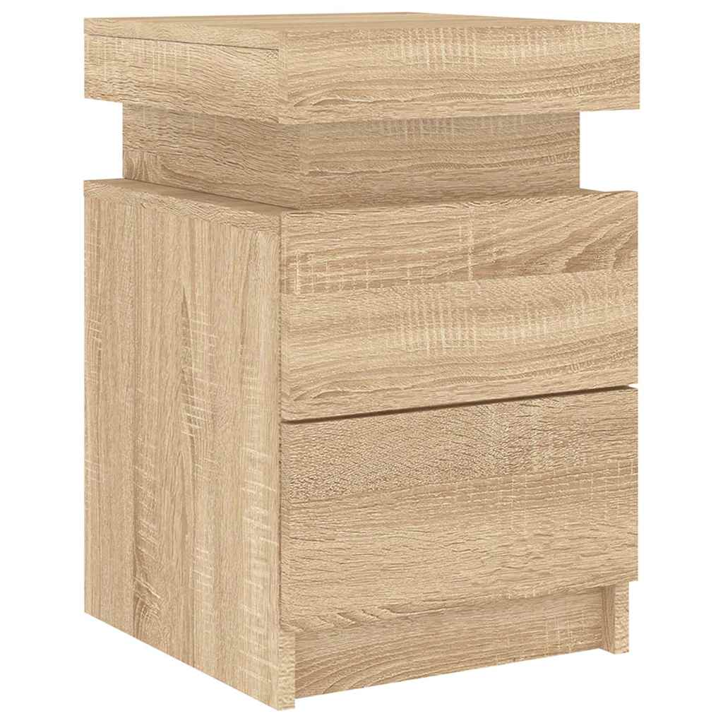 vidaXL Bedside Cabinets with LED Lights 2 pcs Sonoma Oak 35x39x55 cm 5