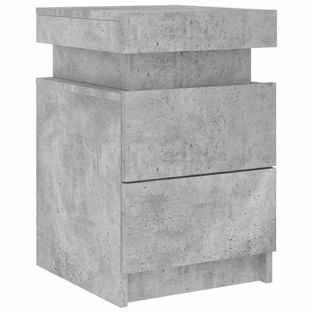 vidaXL Bedside Cabinets with LED Lights 2 pcs Concrete Grey 35x39x55 cm 5