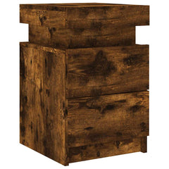 vidaXL Bedside Cabinets with LED Lights 2 pcs Smoked Oak 35x39x55 cm 5