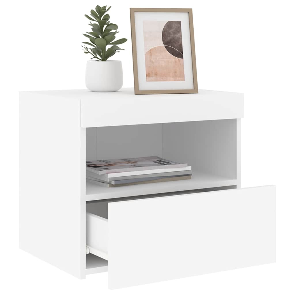 vidaXL Bedside Cabinets with LED Lights 2 pcs White 50x40x45 cm 5