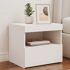 vidaXL Bedside Cabinets with LED Lights 2 pcs White 50x40x45 cm 1