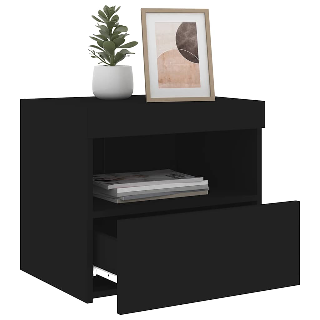 vidaXL Bedside Cabinets with LED Lights 2 pcs Black 50x40x45 cm 5