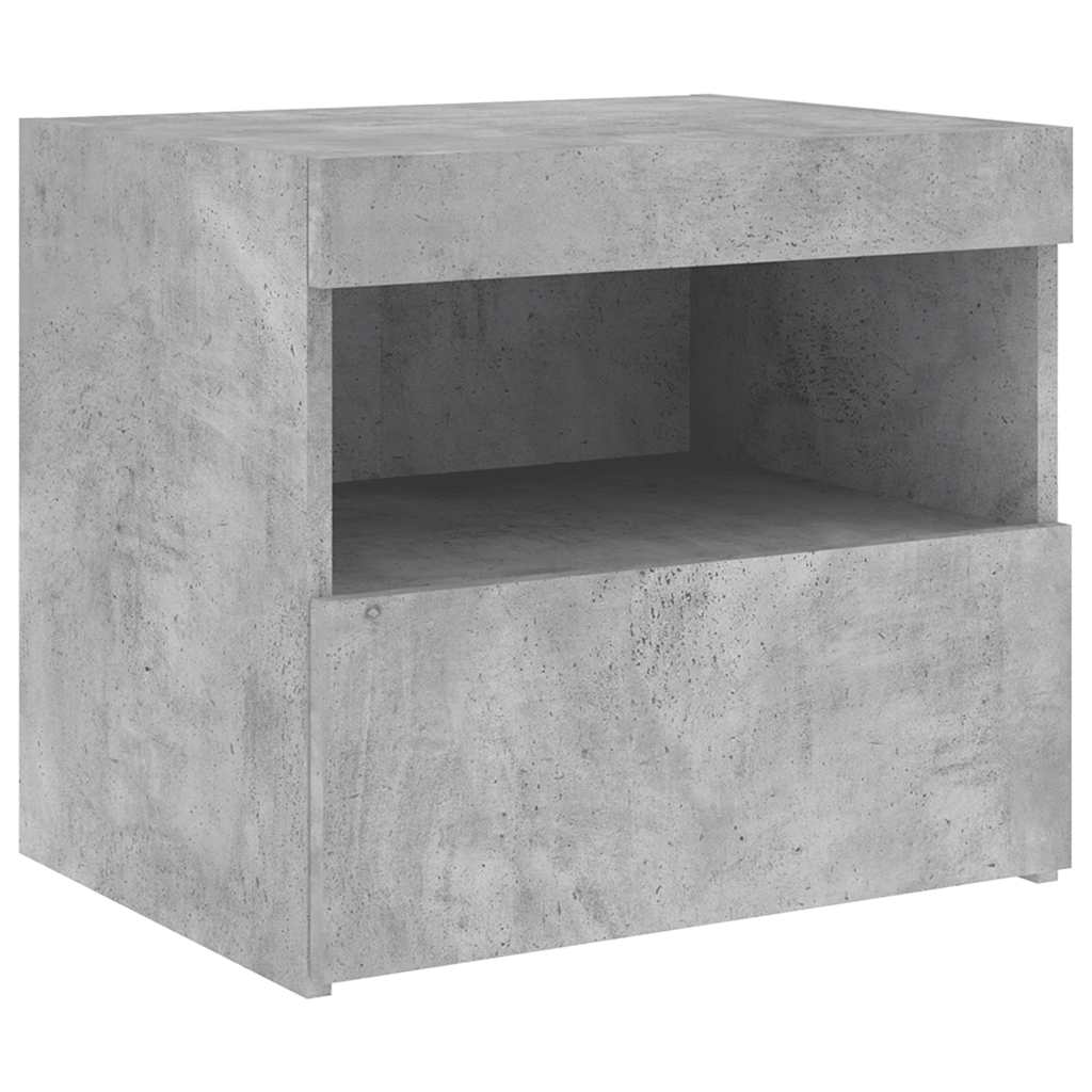vidaXL Bedside Cabinet with LED Lights Concrete Grey 50x40x45 cm 6
