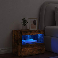 vidaXL Bedside Cabinet with LED Lights Smoked Oak 50x40x45 cm 4