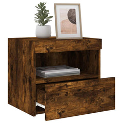vidaXL Bedside Cabinet with LED Lights Smoked Oak 50x40x45 cm 5