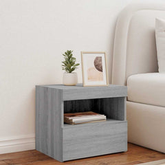 vidaXL Bedside Cabinet with LED Lights Grey Sonoma 50x40x45 cm 3