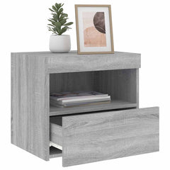 vidaXL Bedside Cabinet with LED Lights Grey Sonoma 50x40x45 cm 5