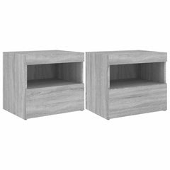 vidaXL Bedside Cabinets with LED Lights 2 pcs Grey Sonoma 50x40x45 cm 2