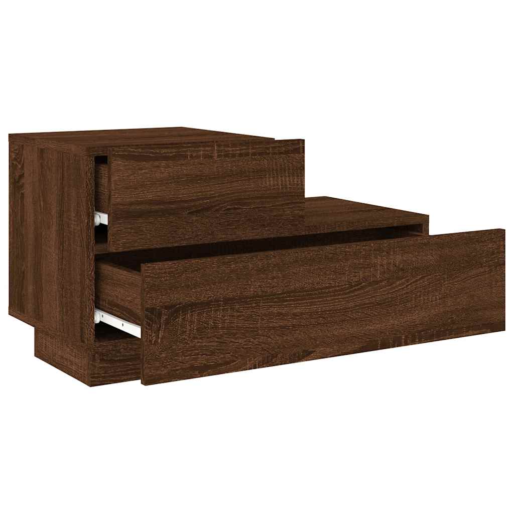 vidaXL Bedside Cabinet with LED Lights Brown Oak 70x36x40.5 cm 6
