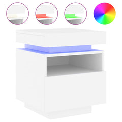 vidaXL Bedside Cabinet with LED Lights White 40x39x48,5 cm 2