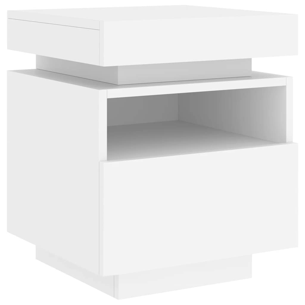 vidaXL Bedside Cabinet with LED Lights White 40x39x48,5 cm 4