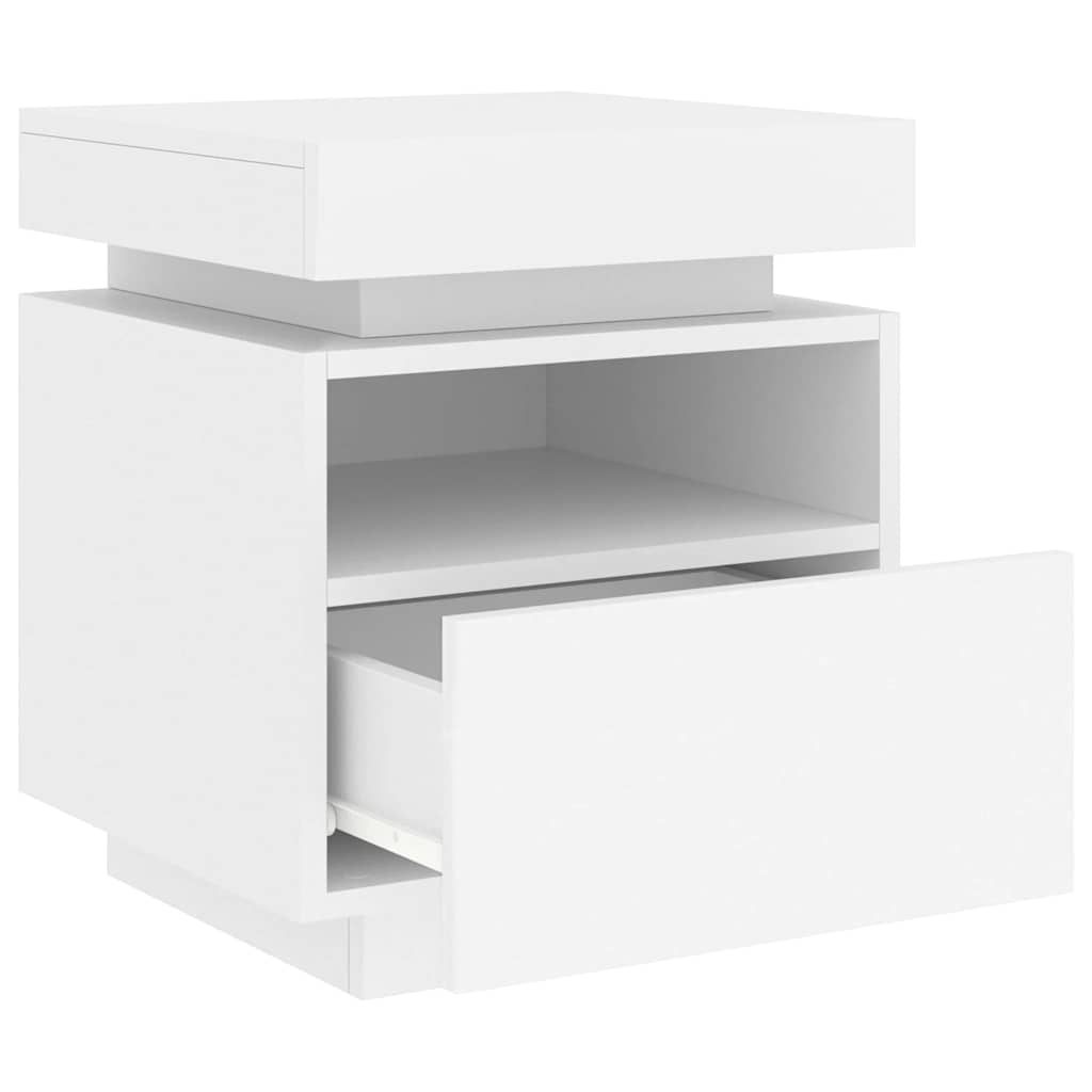 vidaXL Bedside Cabinet with LED Lights White 40x39x48,5 cm 5