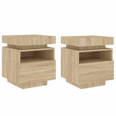 vidaXL Bedside Cabinets with LED Lights 2 pcs Sonoma Oak 40x39x48,5 cm 2