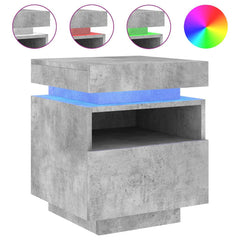 vidaXL Bedside Cabinet with LED Lights Concrete Grey 40x39x48,5 cm 2