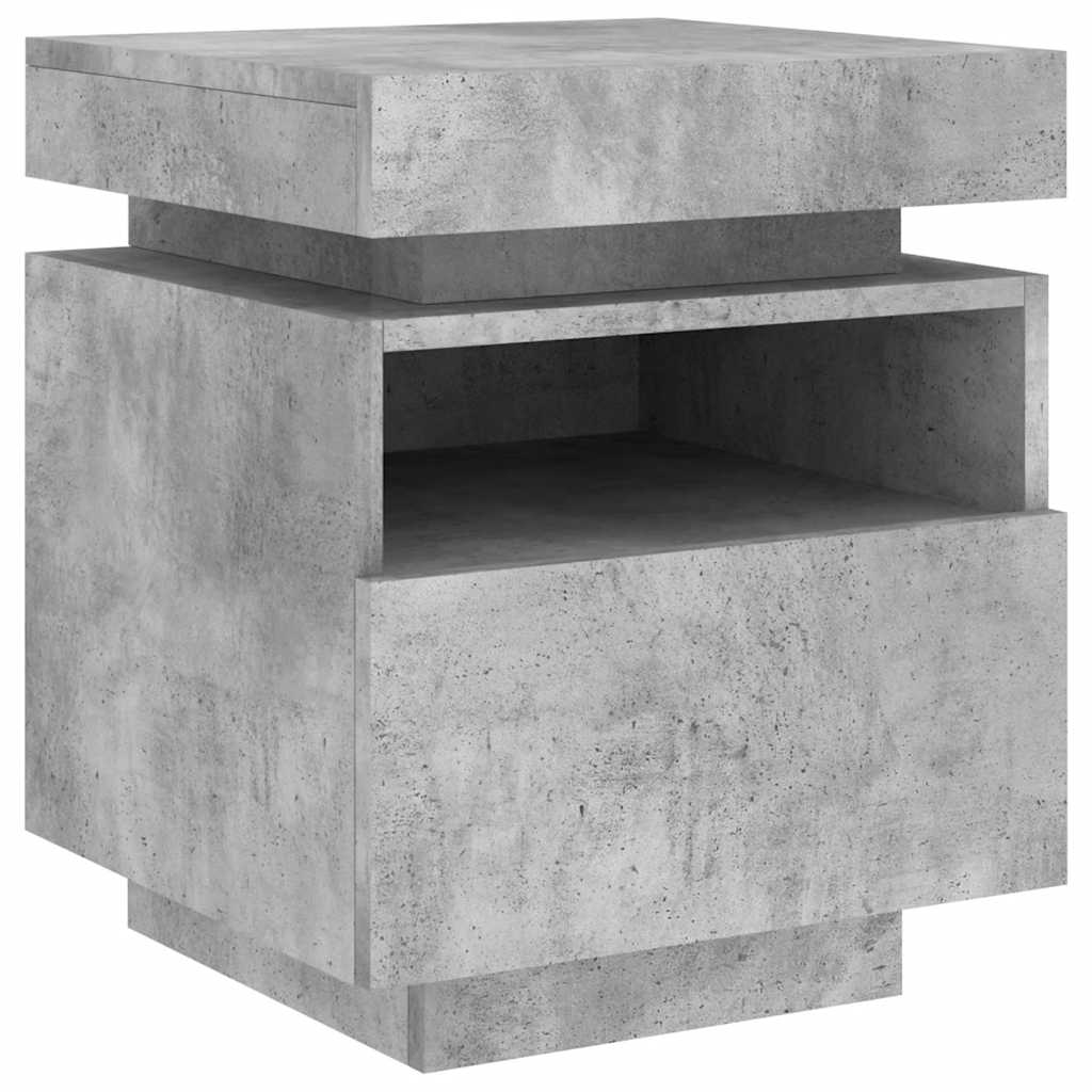 vidaXL Bedside Cabinet with LED Lights Concrete Grey 40x39x48,5 cm 4