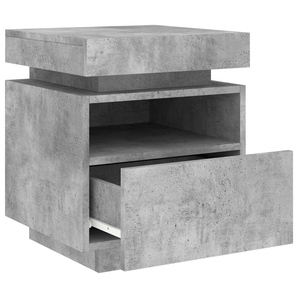 vidaXL Bedside Cabinet with LED Lights Concrete Grey 40x39x48,5 cm 5