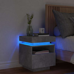vidaXL Bedside Cabinet with LED Lights Concrete Grey 40x39x48,5 cm 1
