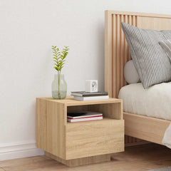 vidaXL Bedside Cabinet with LED Lights Sonoma Oak 40x39x37 cm 3