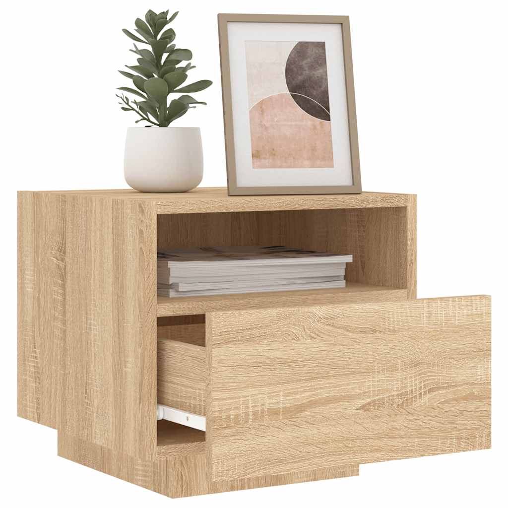vidaXL Bedside Cabinet with LED Lights Sonoma Oak 40x39x37 cm 4