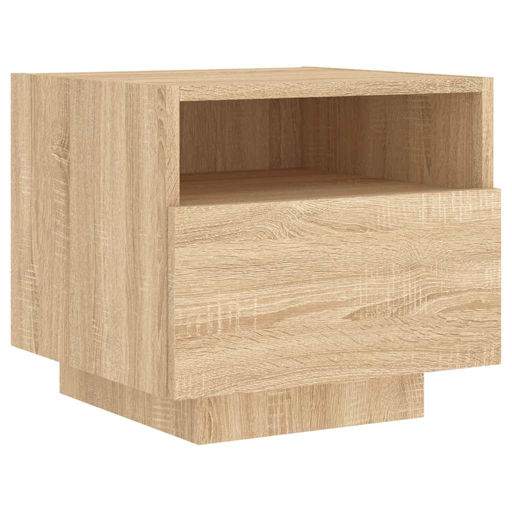 vidaXL Bedside Cabinet with LED Lights Sonoma Oak 40x39x37 cm 5