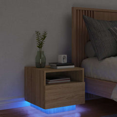 vidaXL Bedside Cabinet with LED Lights Sonoma Oak 40x39x37 cm 1