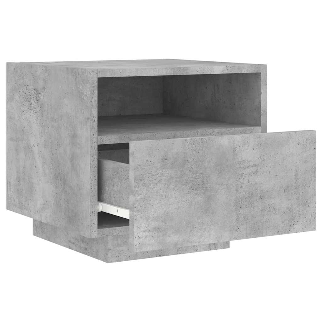 vidaXL Bedside Cabinets with LED Lights 2 pcs Concrete Grey 40x39x37 cm 6