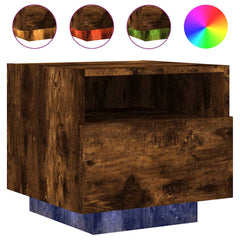 vidaXL Bedside Cabinets with LED Lights 2 pcs Smoked Oak 40x39x37 cm 5