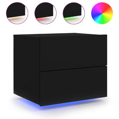 vidaXL Wall-mounted Bedside Cabinet with LED Lights Black 2