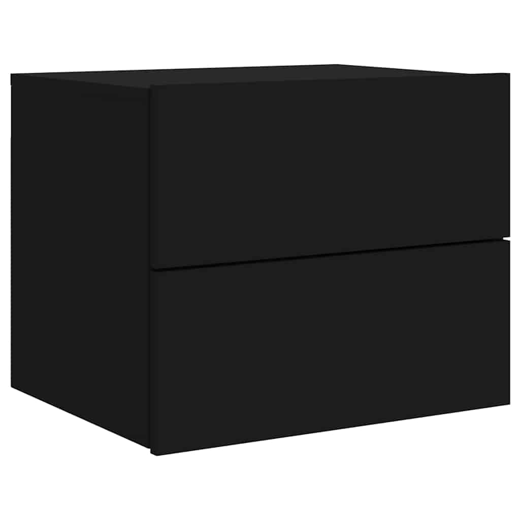 vidaXL Wall-mounted Bedside Cabinet with LED Lights Black 3