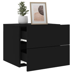 vidaXL Wall-mounted Bedside Cabinet with LED Lights Black 5
