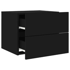 vidaXL Wall-mounted Bedside Cabinet with LED Lights Black 6