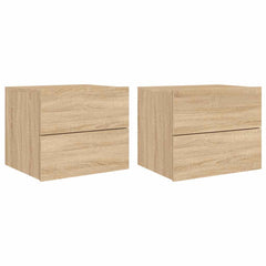 vidaXL Wall-mounted Bedside Cabinets with LED Lights 2 pcs Sonoma Oak 2