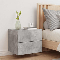 vidaXL Wall-mounted Bedside Cabinet with LED Lights Concrete Gery 4