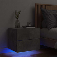 vidaXL Wall-mounted Bedside Cabinet with LED Lights Concrete Gery 1