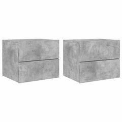 vidaXL Wall-mounted Bedside Cabinets with LED Lights 2 pcs Concrete Grey 2