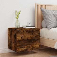 vidaXL Wall-mounted Bedside Cabinet with LED Lights Smoked Oak 4