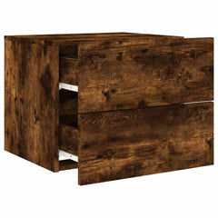 vidaXL Wall-mounted Bedside Cabinet with LED Lights Smoked Oak 6
