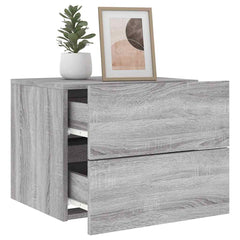 vidaXL Wall-mounted Bedside Cabinets with LED Lights 2 pcs Grey Sonoma 4