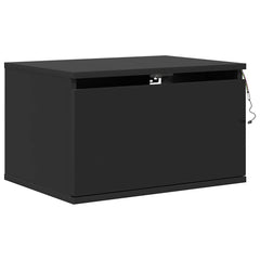 vidaXL Wall-mounted Bedside Cabinet with LED Lights Black 3