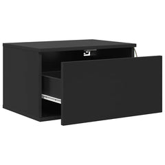 vidaXL Wall-mounted Bedside Cabinet with LED Lights Black 6