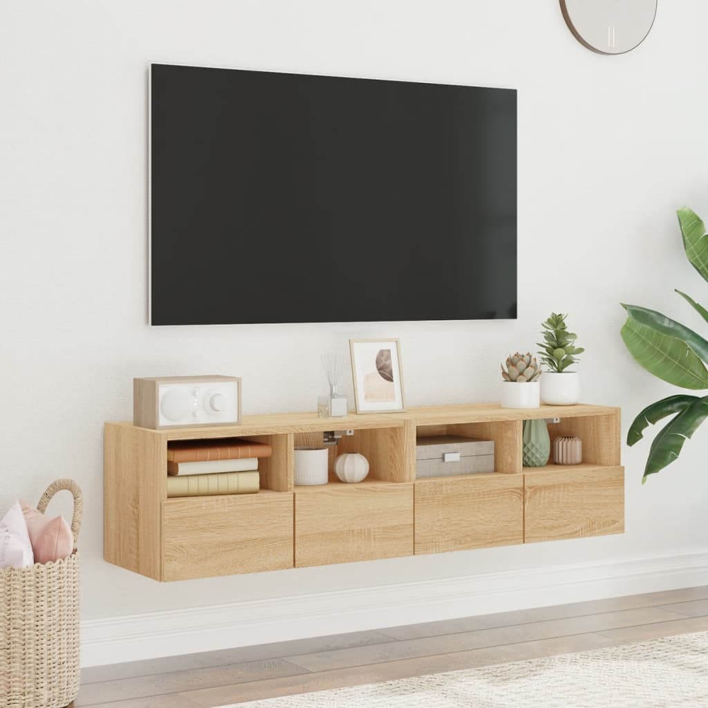 vidaXL TV Wall Cabinets 2 pcs Sonoma Oak 60x30x30 cm Engineered Wood 3