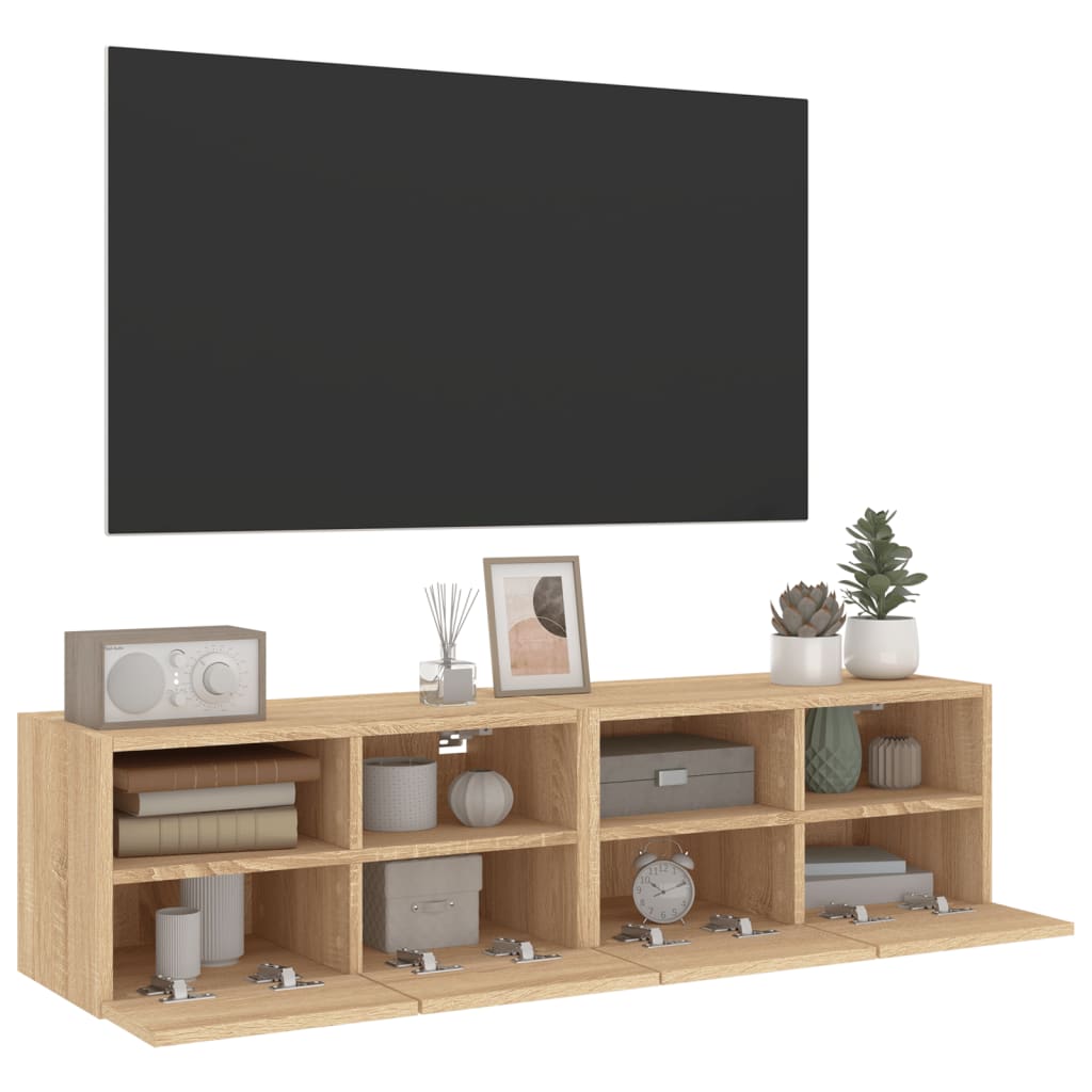 vidaXL TV Wall Cabinets 2 pcs Sonoma Oak 60x30x30 cm Engineered Wood 5